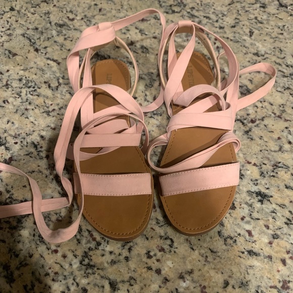Pink Ballerina Lace up Sandals 7 - Picture 3 of 3